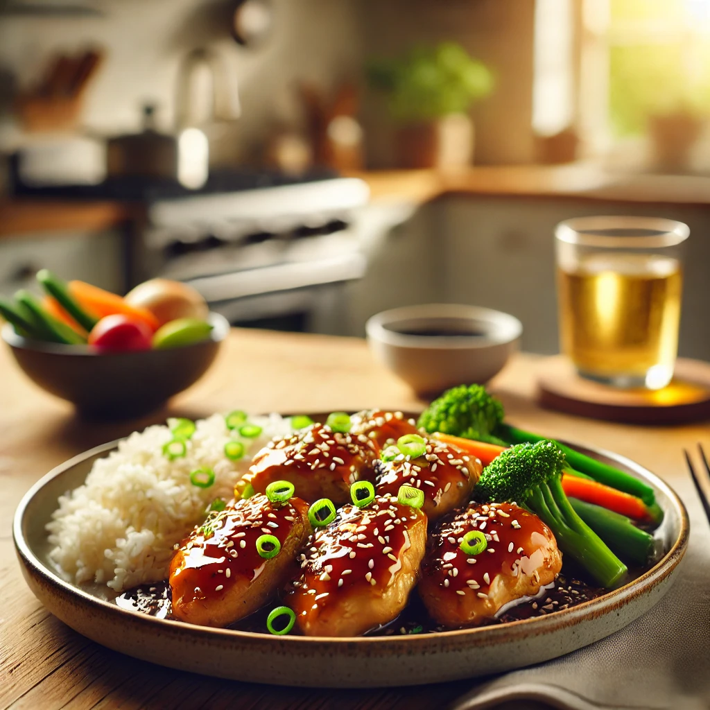 Air Fryer Honey Garlic Chicken with Rice