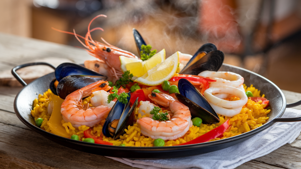 Seafood paella