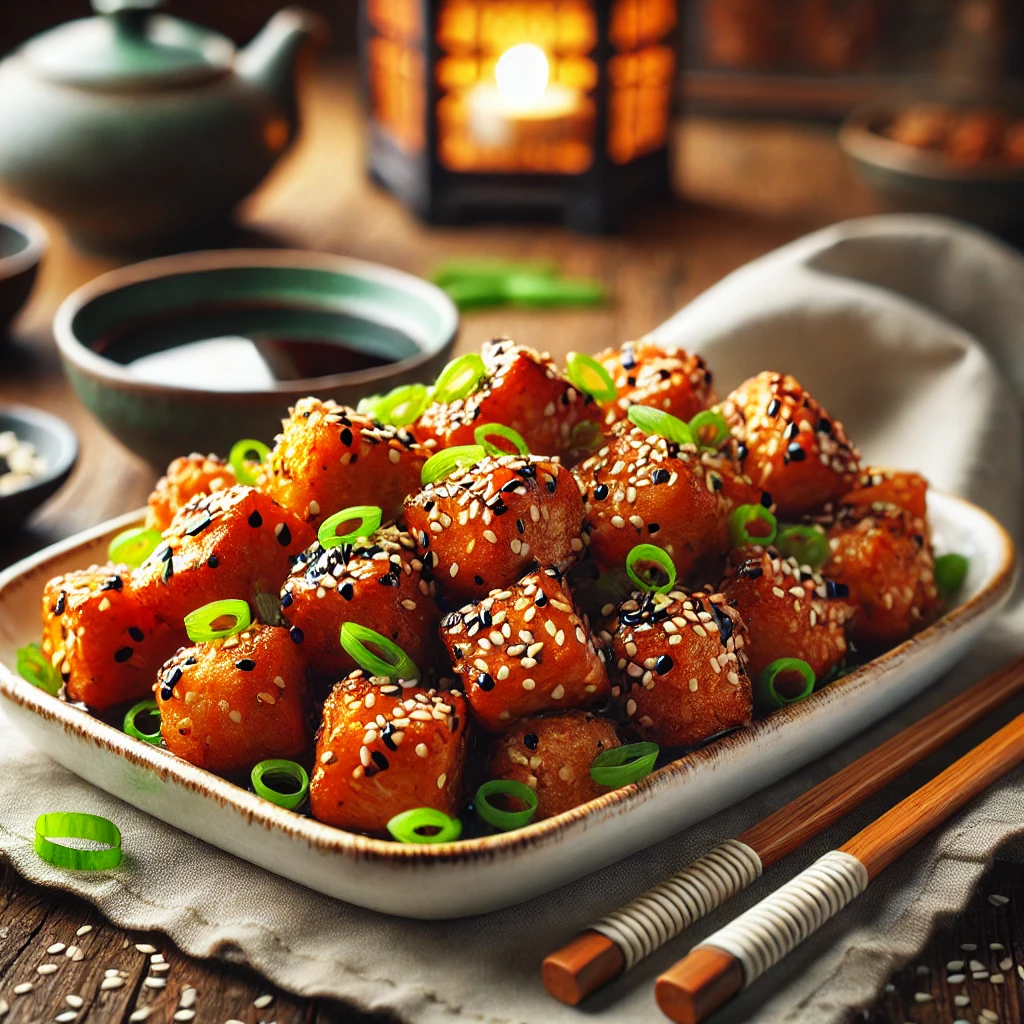 Crispy Teriyaki Salmon Bites